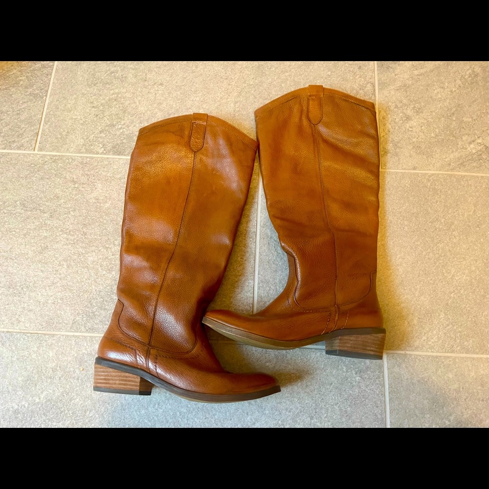 FRANCO FORTINI Winchester Brown Leather Tall Riding Boots Size 8